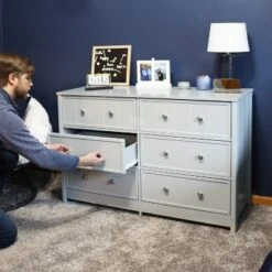 Sunnydaze Decor Sunnydaze MDF Indoor Beadboard Double Dresser With 6 Drawers - 31.5" H - Gray -Sunnydaze Decor GUEST 55ceddb9 cd7a 4399 8758 8ef264c218f6