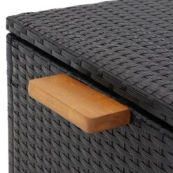 Sunnydaze Decor Sunnydaze 75 Gallon Indoor/Outdoor Acacia Wood And Resin Wicker Storage Deck Box With Hinged Lid -Sunnydaze Decor GUEST 566a15ad f391 4a6d 87d7 1b8a7bf38f5b