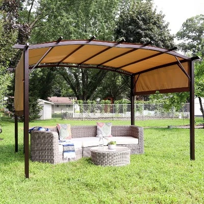 Sunnydaze Decor Sunnydaze 9' X 12' Metal Arched Pergola With Retractable Canopy 6 Sunnydaze Decor Sunnydaze 9' X 12' Metal Arched Pergola With Retractable Canopy - Image 6