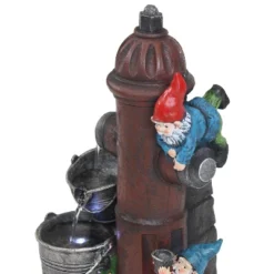 Sunnydaze Decor Sunnydaze 16"H Electric Polyresin Gnomes Climbing Fire Hydrant Outdoor Water Fountain With LED Light -Sunnydaze Decor GUEST 59e5361d 609a 4003 a313 2f99c610b9cb
