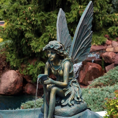 Sunnydaze Decor Sunnydaze 30"H Electric Fiberglass Fairy Shell Outdoor Water Fountain 7 Sunnydaze Decor Sunnydaze 30"H Electric Fiberglass Fairy Shell Outdoor Water Fountain - Image 7