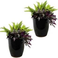 Sunnydaze Decor Sunnydaze Indoor/Outdoor Captivating Vista Decorative Glazed Ceramic Planters For Greenery Or Flowers - 11.5" -Sunnydaze Decor GUEST 5aa45bcd 9815 4377 8b98 72b2844e658b