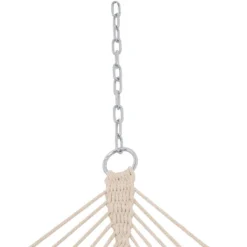 Sunnydaze Decor Sunnydaze Polycotton 2-Person Hammock With Curved Bamboo Foldable Spreader Bars - 450 Lb Weight Capacity - Neutral Stripe -Sunnydaze Decor GUEST 5c886bb5 6015 4bde 96d2 ceb1b4a9a6b4