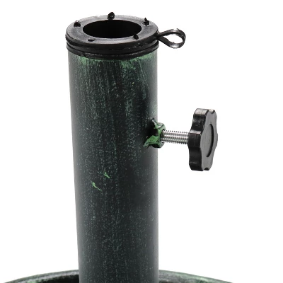 Sunnydaze Decor Sunnydaze Outdoor Heavy-Duty Cast Iron Decorative Design Patio Yard Round Umbrella Base Stand - 17" - Green 2 Sunnydaze Decor Sunnydaze Outdoor Heavy-Duty Cast Iron Decorative Design Patio Yard Round Umbrella Base Stand - 17" - Green - Image 2