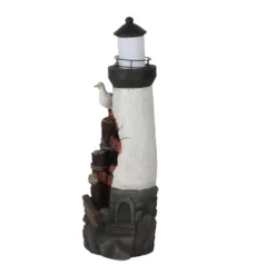 Sunnydaze Decor Sunnydaze 36"H Electric Polyresin Gull's Cove Lighthouse Outdoor Water Fountain With LED Light -Sunnydaze Decor GUEST 5e10f72a 1cbe 4599 bb6c 86b0f14effee