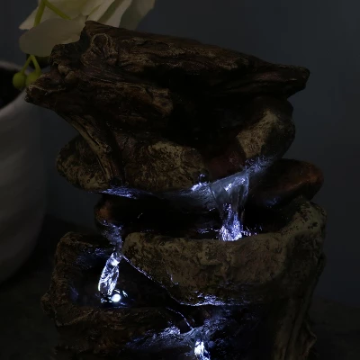 Sunnydaze Decor Sunnydaze Indoor Home Decorative Tiered Rock And Log Waterfall Tabletop Water Fountain With LED Lights - 10" 8 Sunnydaze Decor Sunnydaze Indoor Home Decorative Tiered Rock And Log Waterfall Tabletop Water Fountain With LED Lights - 10" - Image 8