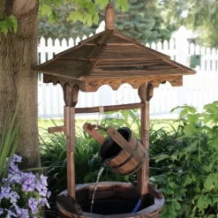 Sunnydaze Decor Sunnydaze 48"H Electric Fir Wood Old-Fashioned Wishing Well Outdoor Water Fountain -Sunnydaze Decor GUEST 5ea247fe 9867 4120 8ddd 1ba7b7942050