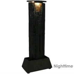 Sunnydaze Decor Sunnydaze 49"H Electric Natural Slate Tower Column Indoor/Outdoor Water Fountain With LED Light -Sunnydaze Decor GUEST 5fd72886 f179 4547 8f0a 49bc3a27e941