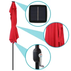 Sunnydaze Decor Sunnydaze Solar Outdoor Half Patio Umbrella With LED Lights And Crank - 9' -Sunnydaze Decor GUEST 600e909e 9398 4829 9fdb 7b75a1d4f499