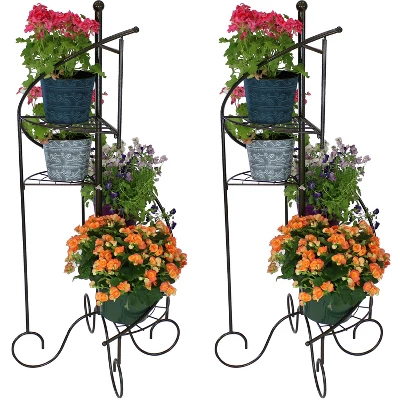 Sunnydaze Decor Sunnydaze Indoor/Outdoor Iron Metal 4-Tiered Potted Flower Plant Stand With Spiral Staircase Design - 56" - Black - 2pk 5 Sunnydaze Decor Sunnydaze Indoor/Outdoor Iron Metal 4-Tiered Potted Flower Plant Stand With Spiral Staircase Design - 56" - Black - 2pk - Image 5