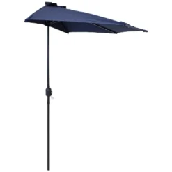 Sunnydaze Decor Sunnydaze Solar Outdoor Half Patio Umbrella With LED Lights And Crank - 9' -Sunnydaze Decor GUEST 63acbdd6 8a4a 4ae7 9fe8 fad4d73616fe