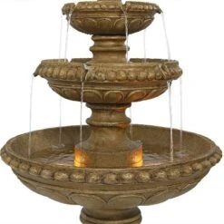 Sunnydaze Decor Sunnydaze 65"H Electric Resin And Concrete 4-Tier Eggshell Edge Outdoor Water Fountain With LED Lights -Sunnydaze Decor GUEST 63f04881 4e55 4565 8be9 dbbececeaf85