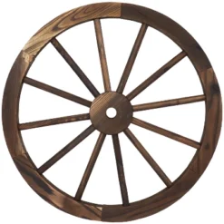 Sunnydaze Decor Sunnydaze Indoor/Outdoor Wooden Decorative Wagon Wheel - Fir Wood - 24" -Sunnydaze Decor GUEST 63fd3ebb b1fe 456c 8111 1964ca464b01