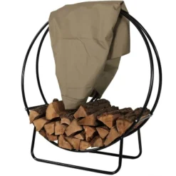 Sunnydaze Decor Sunnydaze Outdoor Heavy-Duty Steel Firewood Log Hoop Storage Rack With Weather-Resistant PVC Log Hoop Cover -Sunnydaze Decor GUEST 6402d9d0 a622 4cdd a17f b13173edd26a