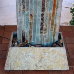 Sunnydaze Decor Sunnydaze 49"H Electric Natural Slate Tower Column Indoor/Outdoor Water Fountain With LED Light -Sunnydaze Decor GUEST 645ee126 6418 4394 a70a cba3aa5bd209