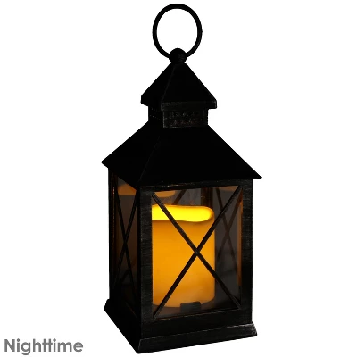 Sunnydaze Decor Sunnydaze 10" Yorktown Black Traditional Style Plastic And Glass Battery Operated Indoor LED Candle Lantern 2 Sunnydaze Decor Sunnydaze 10" Yorktown Black Traditional Style Plastic And Glass Battery Operated Indoor LED Candle Lantern - Image 2