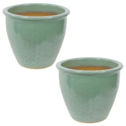 Sunnydaze Decor Sunnydaze Indoor/Outdoor Ocean Villa Decorative Glazed Ceramic Planters For Greenery Or Flowers - 11.75" -Sunnydaze Decor GUEST 6548a8fd 9011 449f 9b43 00dec37311a1