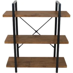 Sunnydaze Decor Sunnydaze 3 Shelf Industrial Style Wall-Mounted Floating Shelf With Wood Veneer Shelves -Sunnydaze Decor GUEST 65b2a55f cc49 451a 839e 79093331b0b6