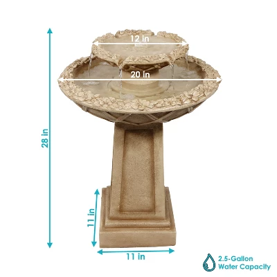 Sunnydaze Decor Sunnydaze 28"H Electric Polyresin 2-Tier Beveled Flower Outdoor Bird Bath Water Fountain 6 Sunnydaze Decor Sunnydaze 28"H Electric Polyresin 2-Tier Beveled Flower Outdoor Bird Bath Water Fountain - Image 6