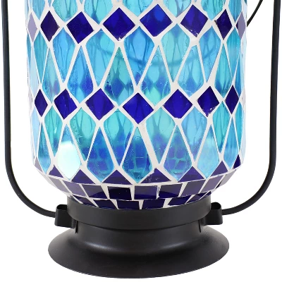 Sunnydaze Decor Sunnydaze Solar LED Outdoor Cool Blue Mosaic Lantern - 8.5" 6 Sunnydaze Decor Sunnydaze Solar LED Outdoor Cool Blue Mosaic Lantern - 8.5" - Image 6