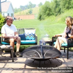 Sunnydaze Decor Sunnydaze Outdoor Replacement Steel Fire Pit Bowl With Spark Screen - Black -Sunnydaze Decor GUEST 66d2109d 6fd3 4433 a221 c8b324d28e4f