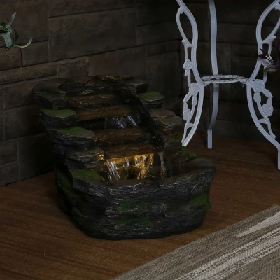 Sunnydaze Decor Sunnydaze 14"H Electric Polyresin Shale Falls Outdoor Water Fountain With LED Lights 2 Sunnydaze Decor Sunnydaze 14"H Electric Polyresin Shale Falls Outdoor Water Fountain With LED Lights - Image 2