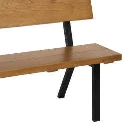 Sunnydaze Decor Sunnydaze European Chestnut Indoor/Outdoor Patio Bench With Powder-Coated Steel Frame - 59" W X 21" D X 33.75" H -Sunnydaze Decor GUEST 67845859 65c4 4c6d 838b 2f2c60baa06b