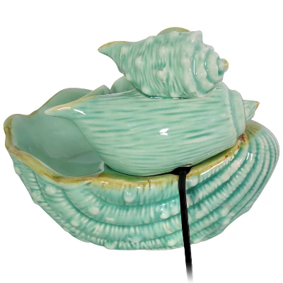 Sunnydaze Decor Sunnydaze Indoor Home Decorative Stacked Tiered Seashells Tabletop Water Fountain Feature - 7" - Green 5 Sunnydaze Decor Sunnydaze Indoor Home Decorative Stacked Tiered Seashells Tabletop Water Fountain Feature - 7" - Green - Image 5