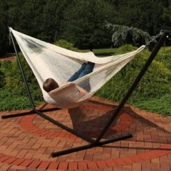 Sunnydaze Decor Sunnydaze Mayan Family Hammock Hand-Woven XXL Thick Cord With Stand - 400 Lb Weight Capacity/15' Stand