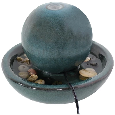 Sunnydaze Decor Sunnydaze Indoor Home Decorative Smooth Glazed Ceramic Orb Tabletop Water Fountain Feature - 7" - Green 6 Sunnydaze Decor Sunnydaze Indoor Home Decorative Smooth Glazed Ceramic Orb Tabletop Water Fountain Feature - 7" - Green - Image 6