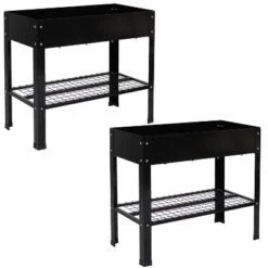 Sunnydaze Decor Sunnydaze Hot Dip Galvanized Steel Raised Garden Bed With Mesh Shelf - Set Of 2 -Sunnydaze Decor GUEST 6b6edf52 82c4 4612 9c6b d013a23387ef