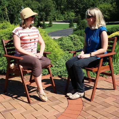 Sunnydaze Decor Sunnydaze Outdoor Meranti Wood With Teak Oil Finish Modern Rustic Patio Dining Arm Chair - Brown - 2pk 5 Sunnydaze Decor Sunnydaze Outdoor Meranti Wood With Teak Oil Finish Modern Rustic Patio Dining Arm Chair - Brown - 2pk - Image 5