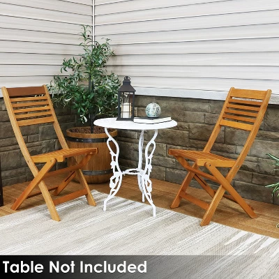 Sunnydaze Decor Sunnydaze Outdoor Meranti Wood With Teak Oil Finish Wooden Folding Patio Bistro Chairs Set - Brown - 2pk 8 Sunnydaze Decor Sunnydaze Outdoor Meranti Wood With Teak Oil Finish Wooden Folding Patio Bistro Chairs Set - Brown - 2pk - Image 8