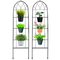 Sunnydaze Decor Sunnydaze 2-Piece Arched Climbing Plants Wall Trellis With Flower Pot Supports -Sunnydaze Decor GUEST 6e7adb40 ff32 4a4f a2fd 7e5a48d5c8f4