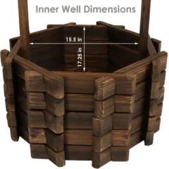 Sunnydaze Decor Sunnydaze Outdoor Fir Wood Wishing Well Garden Planter With Hanging Flower Bucket For Garden Or Yard - 45" H - Brown -Sunnydaze Decor GUEST 6f826345 1690 47e1 8af0 4abc119d7f76