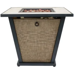 Sunnydaze Decor Sunnydaze Reykir Modern Smokeless Metal Outdoor Fire Pit With Tile Tabletop And Rafa Fabric Sides - 24" H -Sunnydaze Decor GUEST 73303507 0990 4723 8c5f b85eac8b6db6