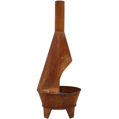 Sunnydaze Decor Sunnydaze Outdoor Backyard Patio Mexican Style Oxidized Steel Wood-Burning Fire Pit Chiminea - 6' - Rust 9 Sunnydaze Decor Sunnydaze Outdoor Backyard Patio Mexican Style Oxidized Steel Wood-Burning Fire Pit Chiminea - 6' - Rust - Image 9