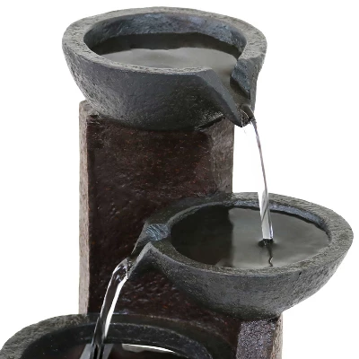 Sunnydaze Decor Sunnydaze Indoor Home Decorative Resin 3-Tier Descending Bowls Tabletop Water Fountain - 9" - Dark Brown 2 Sunnydaze Decor Sunnydaze Indoor Home Decorative Resin 3-Tier Descending Bowls Tabletop Water Fountain - 9" - Dark Brown - Image 2