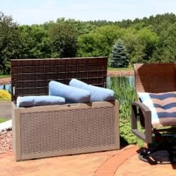 Sunnydaze Decor Sunnydaze Outdoor Deck And Patio Storage Box With Rattan Design - 100 Gal. -Sunnydaze Decor GUEST 7514ed99 319c 4508 ab9c d2ef0fde8a3b