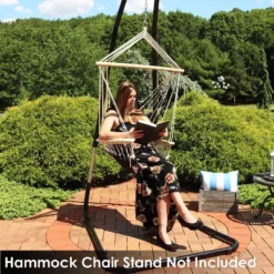 Sunnydaze Decor Sunnydaze Outdoor Hanging Polycotton Hammock Chair With Armrests And Hardwood Spreader Bar - 300 Lb Weight Capacity - Storm -Sunnydaze Decor GUEST 758033f0 f208 459e 90c2 57a948977243