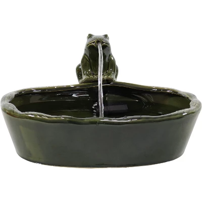 Sunnydaze Decor Sunnydaze Outdoor Solar Powered Ceramic Spitting Frog Water Fountain With Submersible Pump - 7" - Green 8 Sunnydaze Decor Sunnydaze Outdoor Solar Powered Ceramic Spitting Frog Water Fountain With Submersible Pump - 7" - Green - Image 8