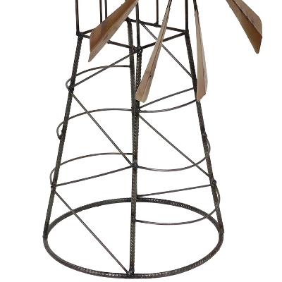 Sunnydaze Decor Sunnydaze Golden Metal Windmill Outdoor Garden Art Statue - 26 In. 3 Sunnydaze Decor Sunnydaze Golden Metal Windmill Outdoor Garden Art Statue - 26 In. - Image 3
