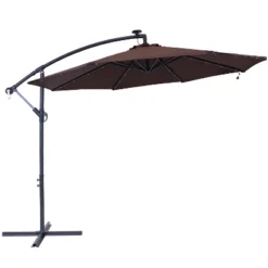 Sunnydaze Decor Sunnydaze Outdoor Cantilever Offset Patio With Solar LED Lights, Crank, And Cross Base - 10' -Sunnydaze Decor GUEST 7757f3e3 f486 41f2 9ce5 7a29afb1b233
