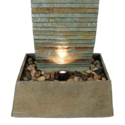 Sunnydaze Decor Sunnydaze 49"H Electric Spiraling Slate Outdoor Water Fountain With LED Lights -Sunnydaze Decor GUEST 794120fd ee8e 4eda bebb c9d360492d3e