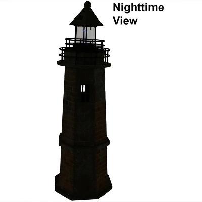 Sunnydaze Decor Sunnydaze Outdoor Backyard Garden Nautical Lighthouse Solar LED Pathlight Statue Figurine - 35" - Brick 2 Sunnydaze Decor Sunnydaze Outdoor Backyard Garden Nautical Lighthouse Solar LED Pathlight Statue Figurine - 35" - Brick - Image 2