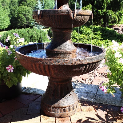 Sunnydaze Decor Sunnydaze 43"H Electric Fiberglass And Resin 3-Tier Flower Blossom Outdoor Water Fountain 4 Sunnydaze Decor Sunnydaze 43"H Electric Fiberglass And Resin 3-Tier Flower Blossom Outdoor Water Fountain - Image 4