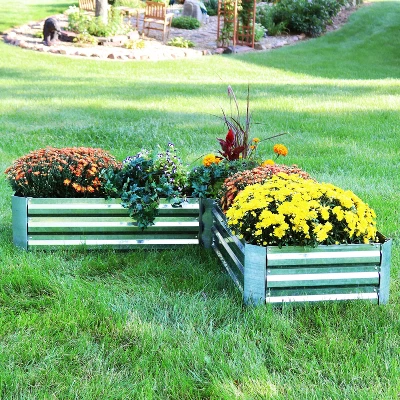 Sunnydaze Decor Sunnydaze Outdoor Galvanized Steel L-Shaped Raised Garden Bed For Plants, Vegetables, And Flowers - 59.5" 1 Sunnydaze Decor Sunnydaze Outdoor Galvanized Steel L-Shaped Raised Garden Bed For Plants, Vegetables, And Flowers - 59.5"