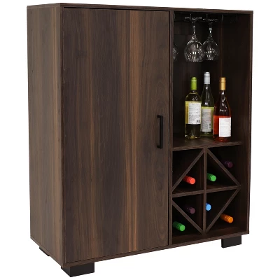 Sunnydaze Decor Sunnydaze Indoor Lavina Wine Cabinet With Glass And Bottle Storage Shelves - Coffee Brown 2 Sunnydaze Decor Sunnydaze Indoor Lavina Wine Cabinet With Glass And Bottle Storage Shelves - Coffee Brown - Image 2