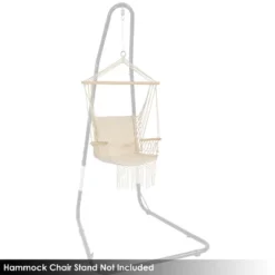 Sunnydaze Decor Sunnydaze Outdoor Printed Polycotton Fabric Hammock Chair With Armrests And Hardwood Spreader Bar - 300 Lb Capacity - Natural -Sunnydaze Decor GUEST 797fbeb1 43ba 4e83 8f26 c0276ea636b3