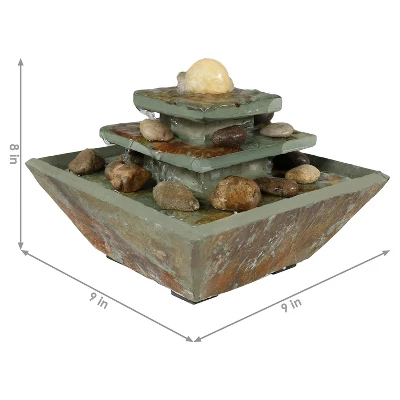 Sunnydaze Decor Sunnydaze Indoor Home Office Slate And Polished Stone Ball Tiered Tabletop Water Fountain With LED Light - 8" 11 Sunnydaze Decor Sunnydaze Indoor Home Office Slate And Polished Stone Ball Tiered Tabletop Water Fountain With LED Light - 8" - Image 11